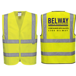 Hi Vis Vests - Zip & Reflective Tape - Yellow - (L)