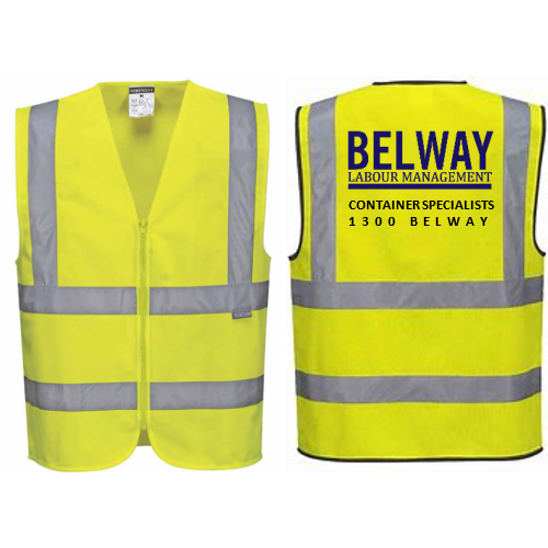 Hi Vis Vests - Zip & Reflective Tape - Yellow - (S)